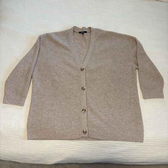 Quince Sweaters - Quince Mongolian Cashmere Oversized Boyfriend Cardigan Sweater Sz XL Oatmeal